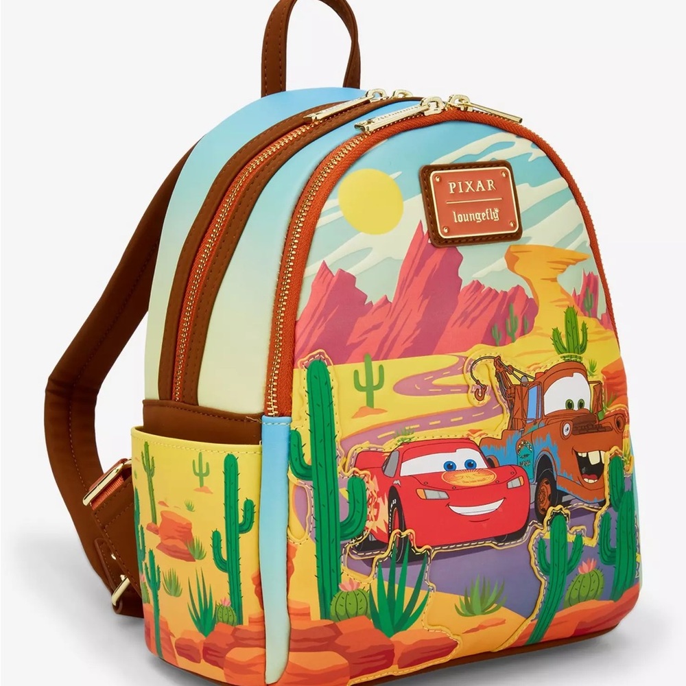 Loungefly Disney Pixar Cars Lightning McQueen and Mater Mini Backpack - Picture 2 of 4